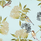 Upholstery Curtain Fabric - Luxury Eco - Friendly Velvet - Bird On Elderflower - Duck Egg by Izabela Peters