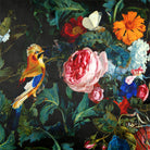 Birds In Paradise velvet fabric in Charcoal, pattern detail