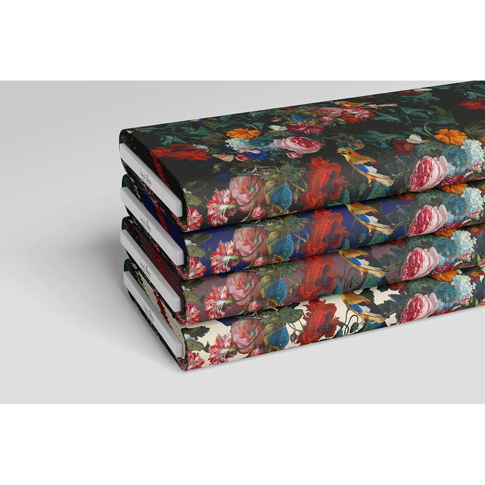 Birds In Paradise velvet fabric in Charcoal