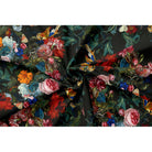 Birds In Paradise velvet fabric in Charcoal