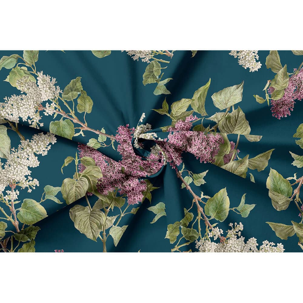 Evening Garden velvet fabric in Teal