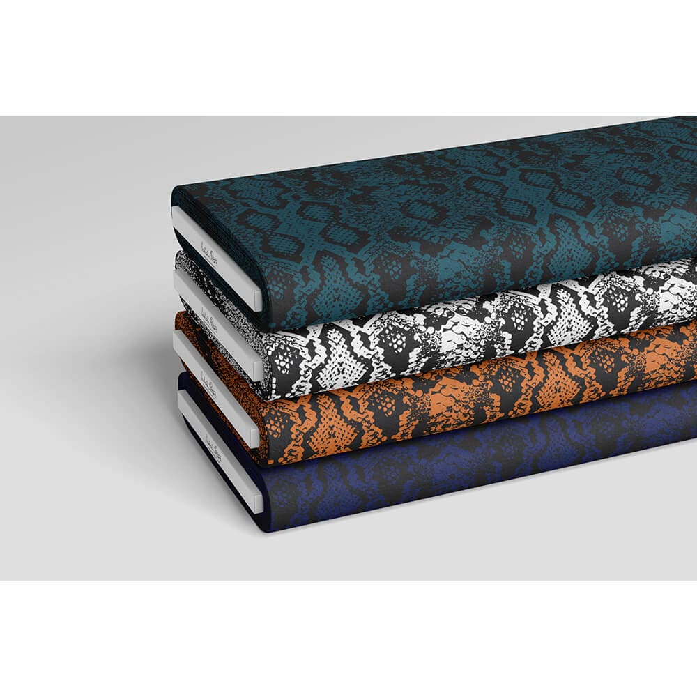 Exotic Snake Print velvet fabric in Teal