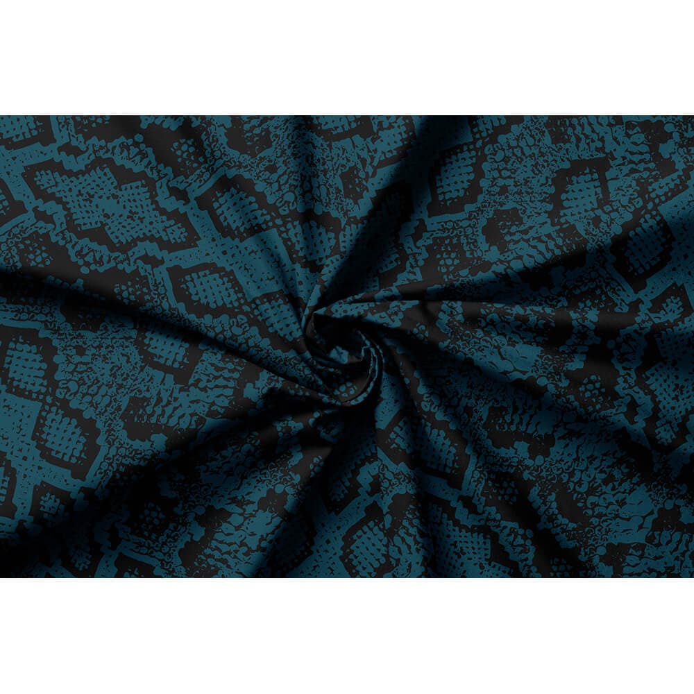 Exotic Snake Print velvet fabric in Teal
