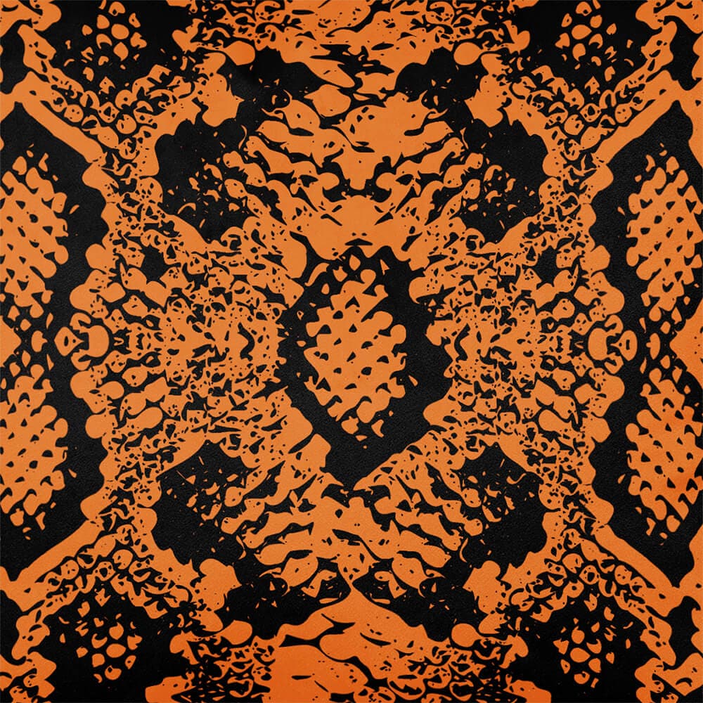 Upholstery Curtain Fabric - Luxury Eco - Friendly Velvet - Exotic Snake Print - Orange by Izabela Peters
