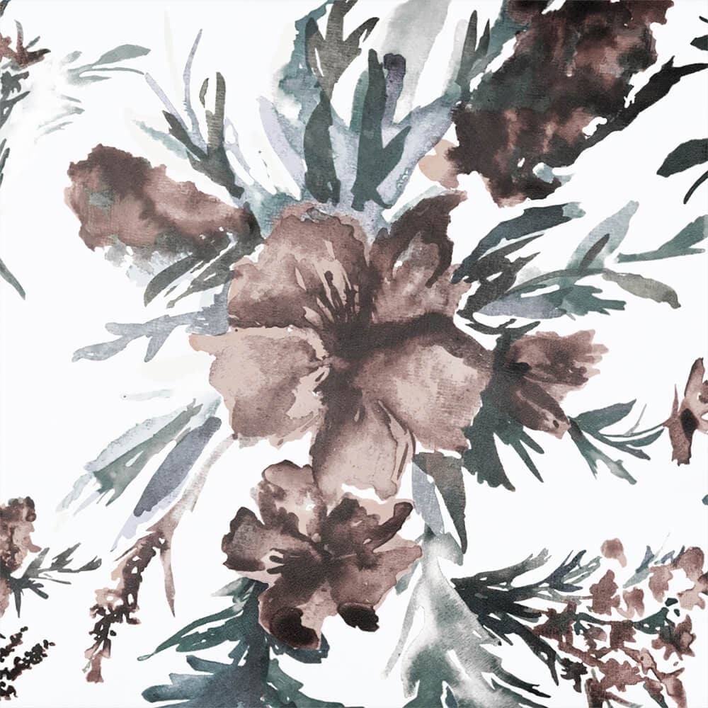 Upholstery Curtain Fabric - Luxury Eco - Friendly Velvet - Floral Display - Pearwood On Snow by Izabela Peters