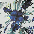 Upholstery Curtain Fabric - Luxury Eco - Friendly Velvet - Floral Display - Shades Of Sapphire On Gainsboro Grey by Izabela Peters