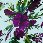 Upholstery Curtain Fabric - Luxury Eco - Friendly Velvet - Floral Display - Violet On Duck Egg by Izabela Peters