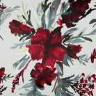 Upholstery Curtain Fabric - Luxury Eco - Friendly Velvet - Floral Display - Garnet Red On Gainsboro Grey by Izabela Peters
