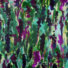 Floral Meadow velvet fabric in Violet On Shades Of Forest Green, pattern detail