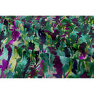 Floral Meadow velvet fabric in Violet On Shades Of Forest Green