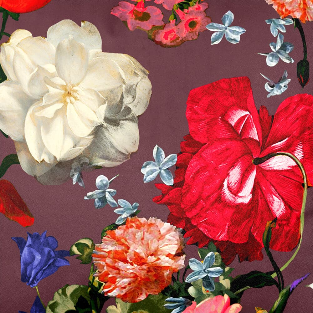 Upholstery Curtain Fabric - Luxury Eco-Friendly Velvet - Garden Bouquet  IzabelaPeters Italian Grape  