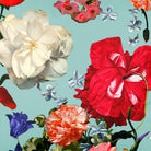 Upholstery Curtain Fabric - Luxury Eco - Friendly Velvet - Garden Bouquet - Blue Surf by Izabela Peters