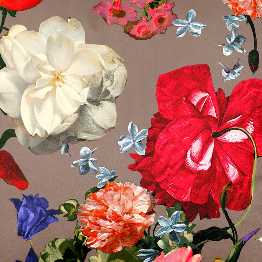 Upholstery Curtain Fabric - Luxury Eco - Friendly Velvet - Garden Bouquet - Dovedale Stone by Izabela Peters