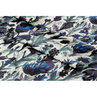 Herbaceous Border velvet fabric in Shades Of Sapphire On Gainsboro Grey