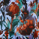 Upholstery Curtain Fabric - Luxury Eco - Friendly Velvet - Herbaceous Border - Orange Rust On Lavender by Izabela Peters