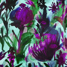 Upholstery Curtain Fabric - Luxury Eco - Friendly Velvet - Herbaceous Border - Violet On Shades Of Forest Green by Izabela Peters