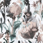 Upholstery Curtain Fabric - Luxury Eco - Friendly Velvet - Herbaceous Border - Pearwood On Snow by Izabela Peters