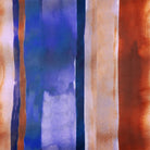Upholstery Curtain Fabric - Luxury Eco - Friendly Velvet - Infinity Stripe - Orange Rust On Shades Of Sapphire by Izabela Peters