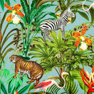 Upholstery Curtain Fabric - Luxury Eco - Friendly Velvet - Jungle Fusion - Blue Surf by Izabela Peters