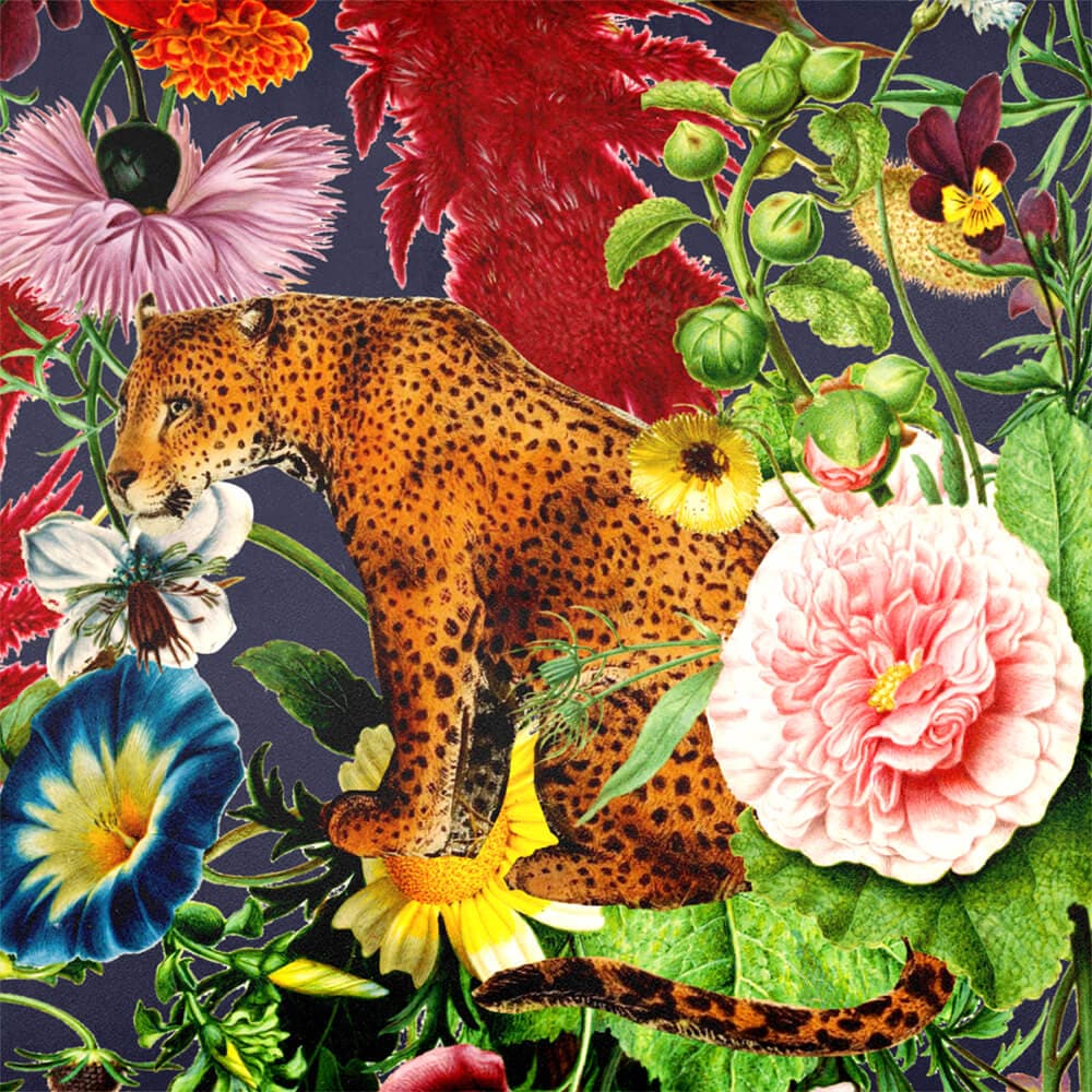 Upholstery Curtain Fabric - Luxury Eco-Friendly Velvet - Junglescape  IzabelaPeters Graphite  
