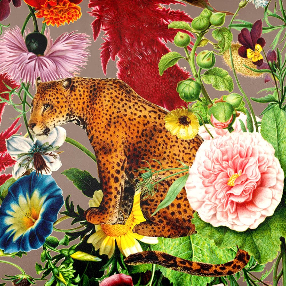 Upholstery Curtain Fabric - Luxury Eco - Friendly Velvet - Junglescape - Dovedale Stone by Izabela Peters