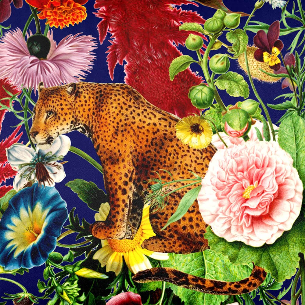 Upholstery Curtain Fabric - Luxury Eco - Friendly Velvet - Junglescape - Midnight by Izabela Peters