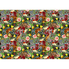 Junglescape velvet fabric in French Grey