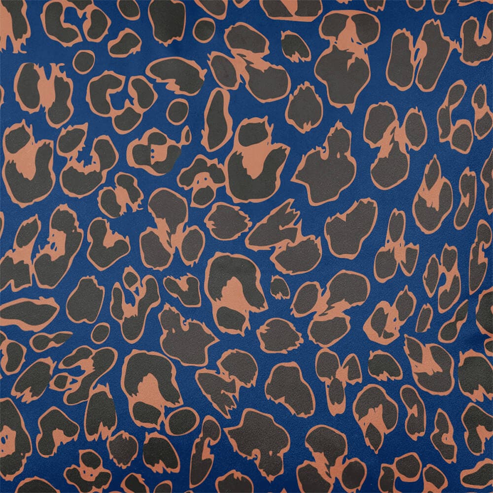 Upholstery Curtain Fabric - Luxury Eco - Friendly Velvet - Leopard Print - Estate Blue by Izabela Peters