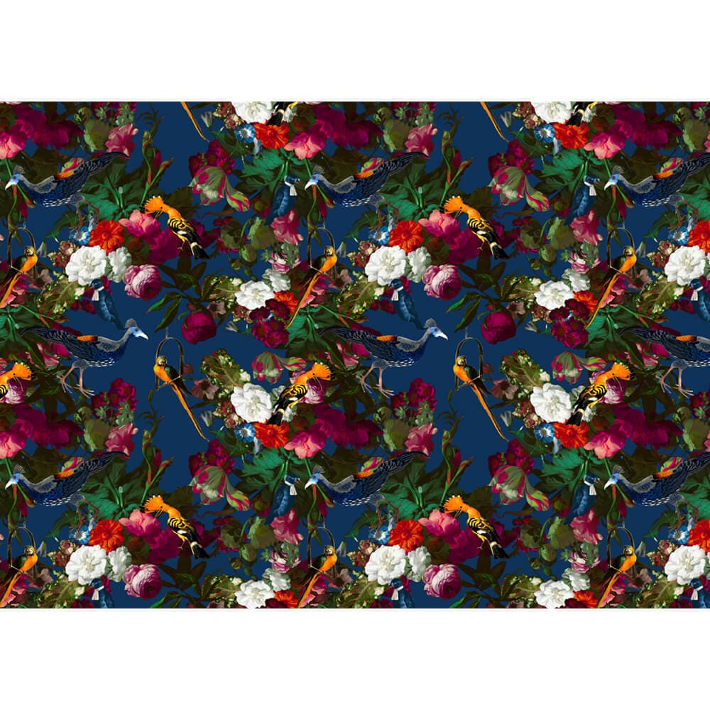 Manor House Garden velvet fabric in Estate Blue