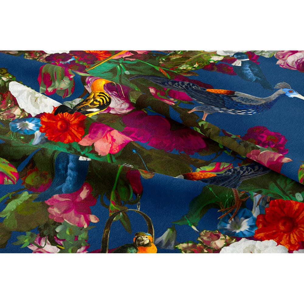 Manor House Garden velvet fabric in Estate Blue
