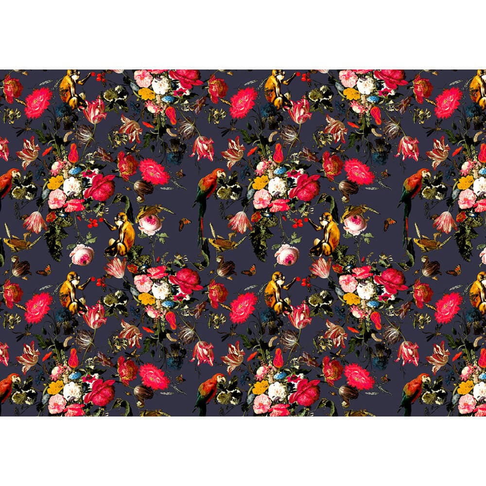 Monkey Puzzle velvet fabric in Graphite