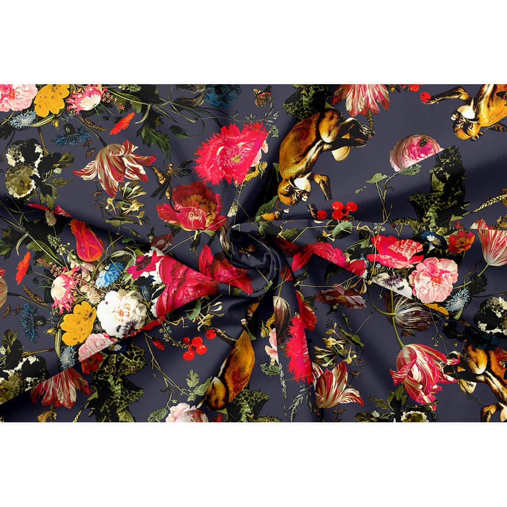 Monkey Puzzle velvet fabric in Graphite