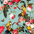 Upholstery Curtain Fabric - Luxury Eco - Friendly Velvet - Monkey Puzzle - Blue Surf by Izabela Peters