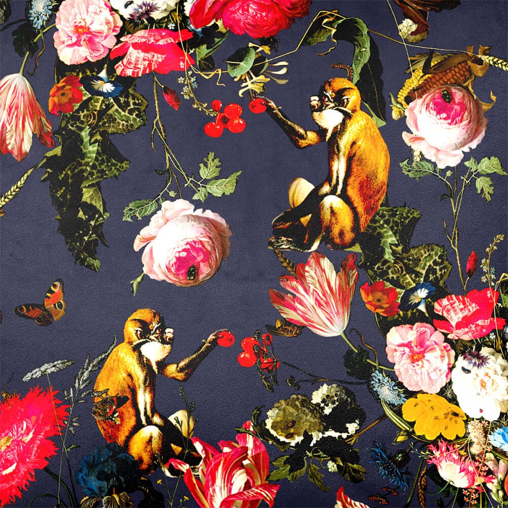 Upholstery Curtain Fabric - Luxury Eco-Friendly Velvet - Monkey Puzzle  IzabelaPeters Graphite  