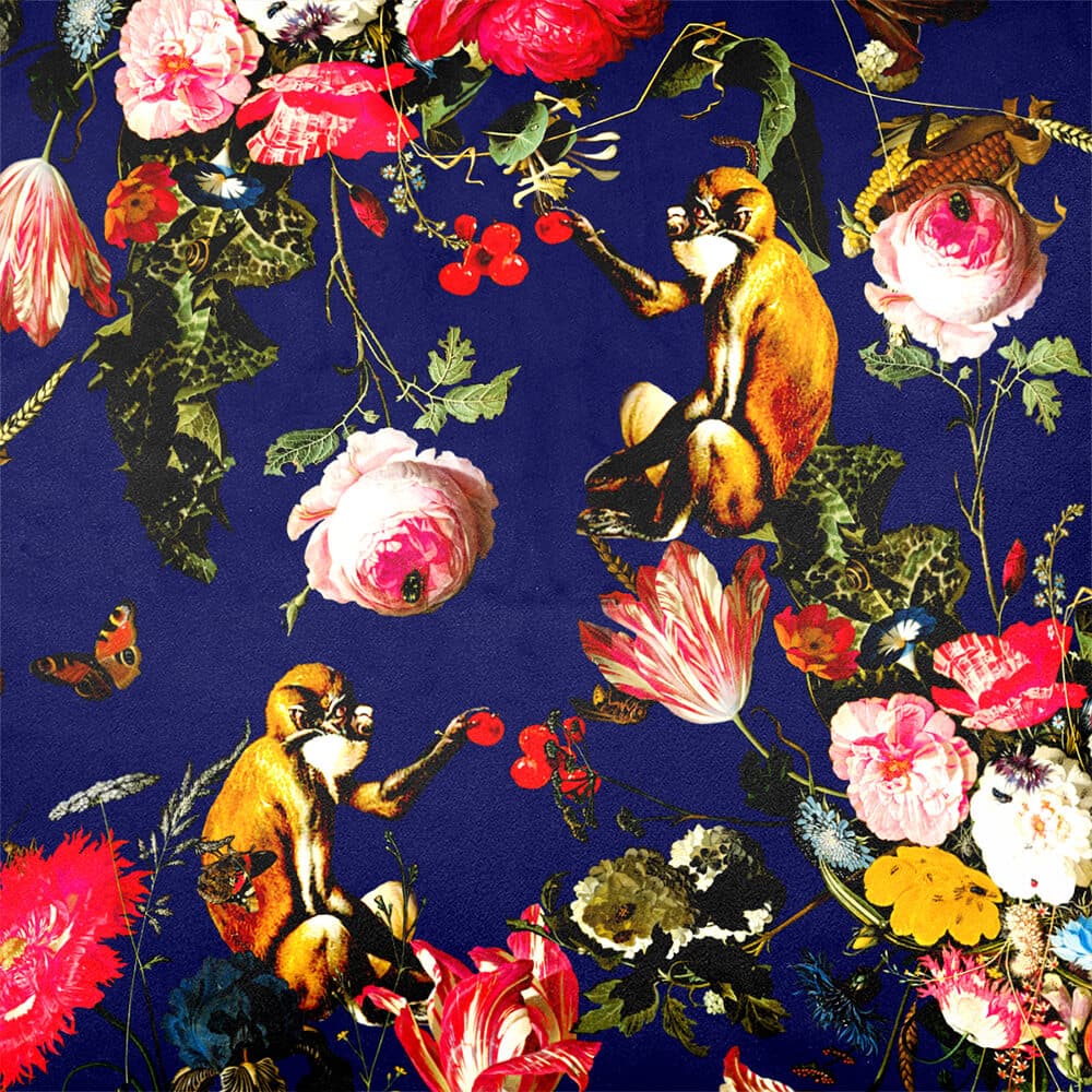 Upholstery Curtain Fabric - Luxury Eco-Friendly Velvet - Monkey Puzzle  IzabelaPeters Midnight  