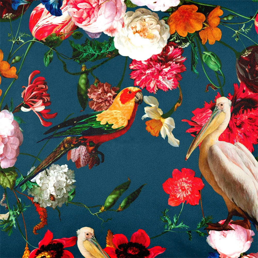 Upholstery Curtain Fabric - Luxury Eco - Friendly Velvet - Peruvian Paradise - Teal by Izabela Peters