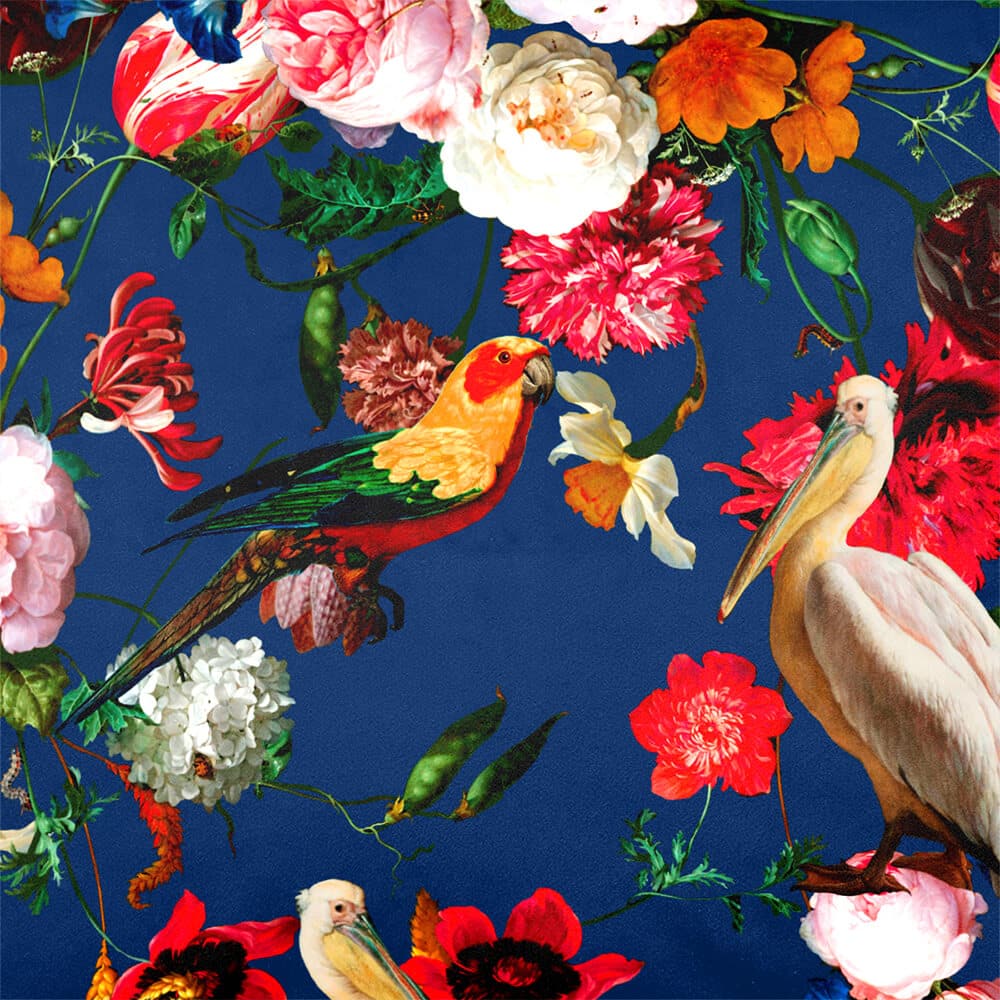 Upholstery Curtain Fabric - Luxury Eco-Friendly Velvet - Peruvian Paradise  IzabelaPeters Estate Blue  