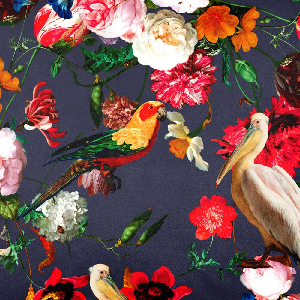 Upholstery Curtain Fabric - Luxury Eco - Friendly Velvet - Peruvian Paradise - Graphite by Izabela Peters