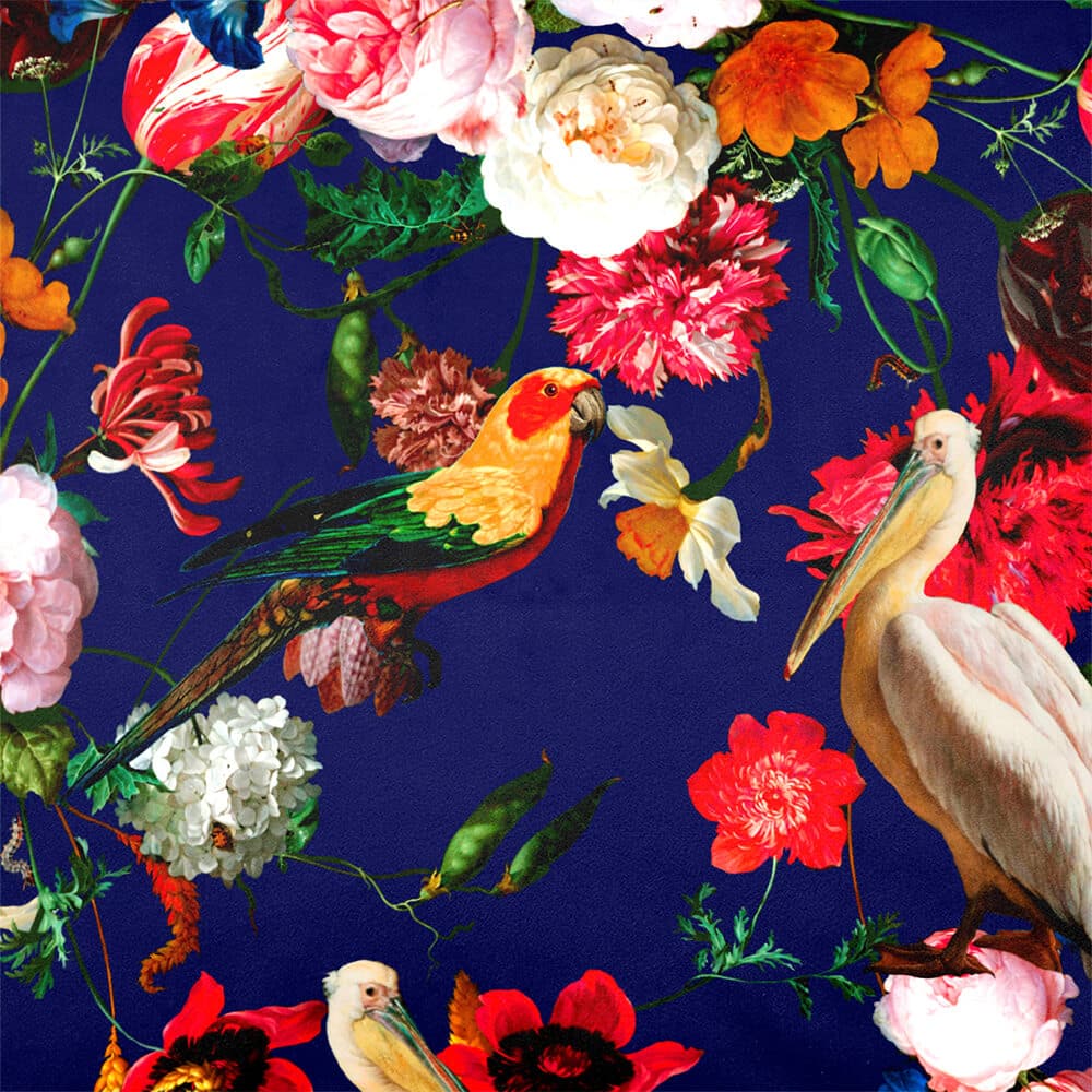 Upholstery Curtain Fabric - Luxury Eco - Friendly Velvet - Peruvian Paradise - Midnight by Izabela Peters