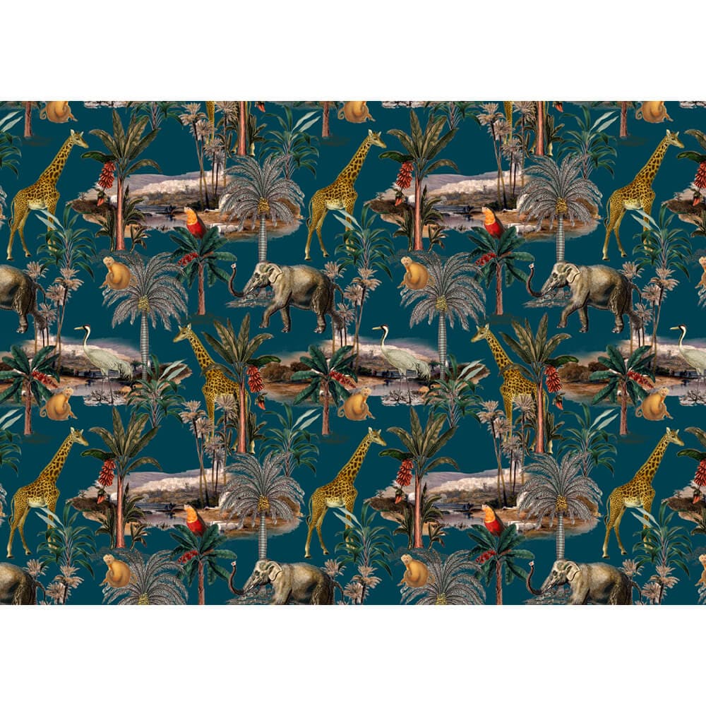 Safari Voyage velvet fabric in Teal