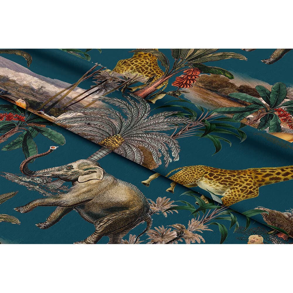 Safari Voyage velvet fabric in Teal