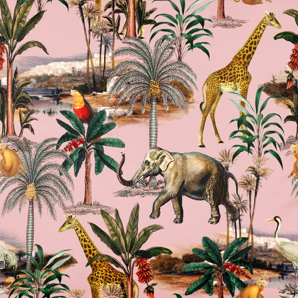 Upholstery Curtain Fabric - Luxury Eco - Friendly Velvet - Safari Voyage - Rosewater by Izabela Peters
