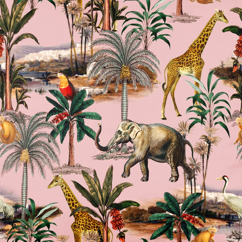 Upholstery Curtain Fabric - Luxury Eco-Friendly Velvet - Safari Voyage  IzabelaPeters Rosewater  