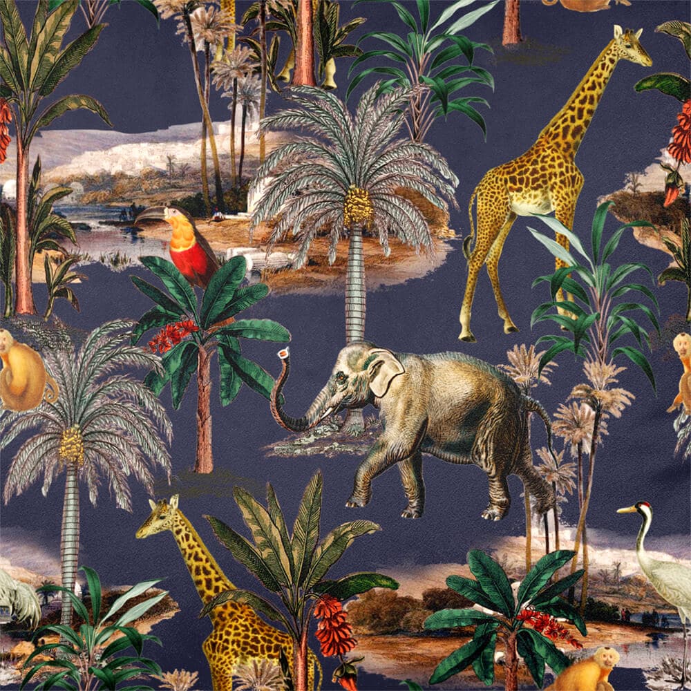 Upholstery Curtain Fabric - Luxury Eco-Friendly Velvet - Safari Voyage  IzabelaPeters Graphite  