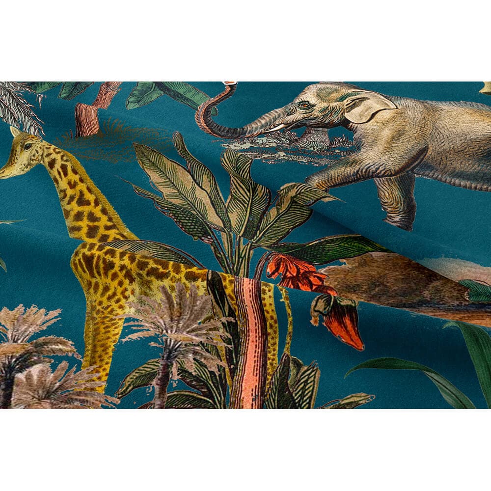 Safari Voyage velvet fabric in Teal