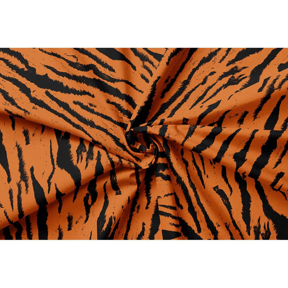 Tiger Print velvet fabric in Orange