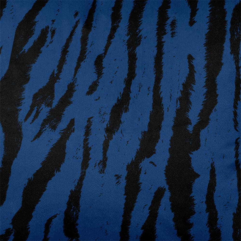 Upholstery Curtain Fabric - Luxury Eco - Friendly Velvet - Tiger Print - Estate Blue by Izabela Peters