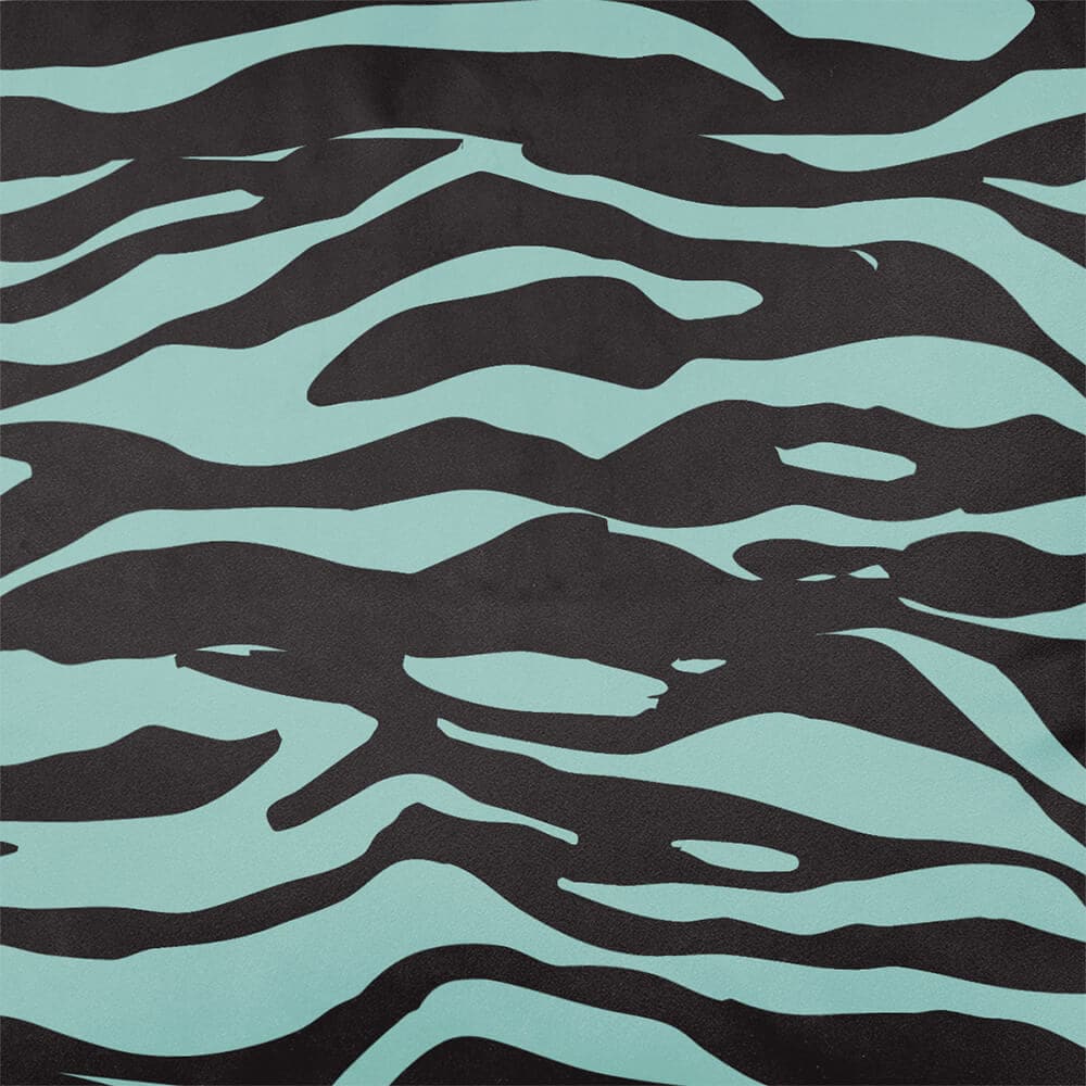 Upholstery Curtain Fabric - Luxury Eco - Friendly Velvet - Zebra Print - Blue Surf by Izabela Peters