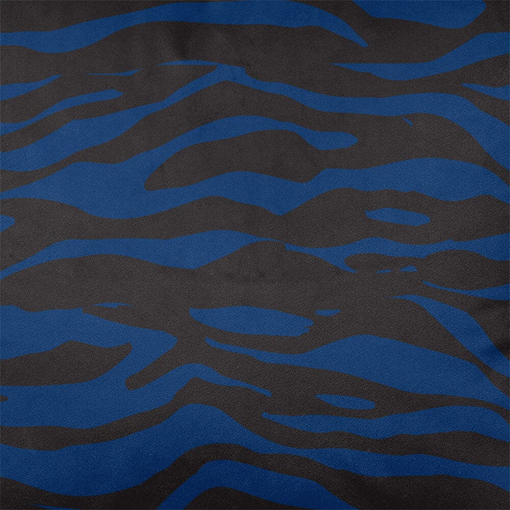 Upholstery Curtain Fabric - Luxury Eco - Friendly Velvet - Zebra Print - Estate Blue by Izabela Peters
